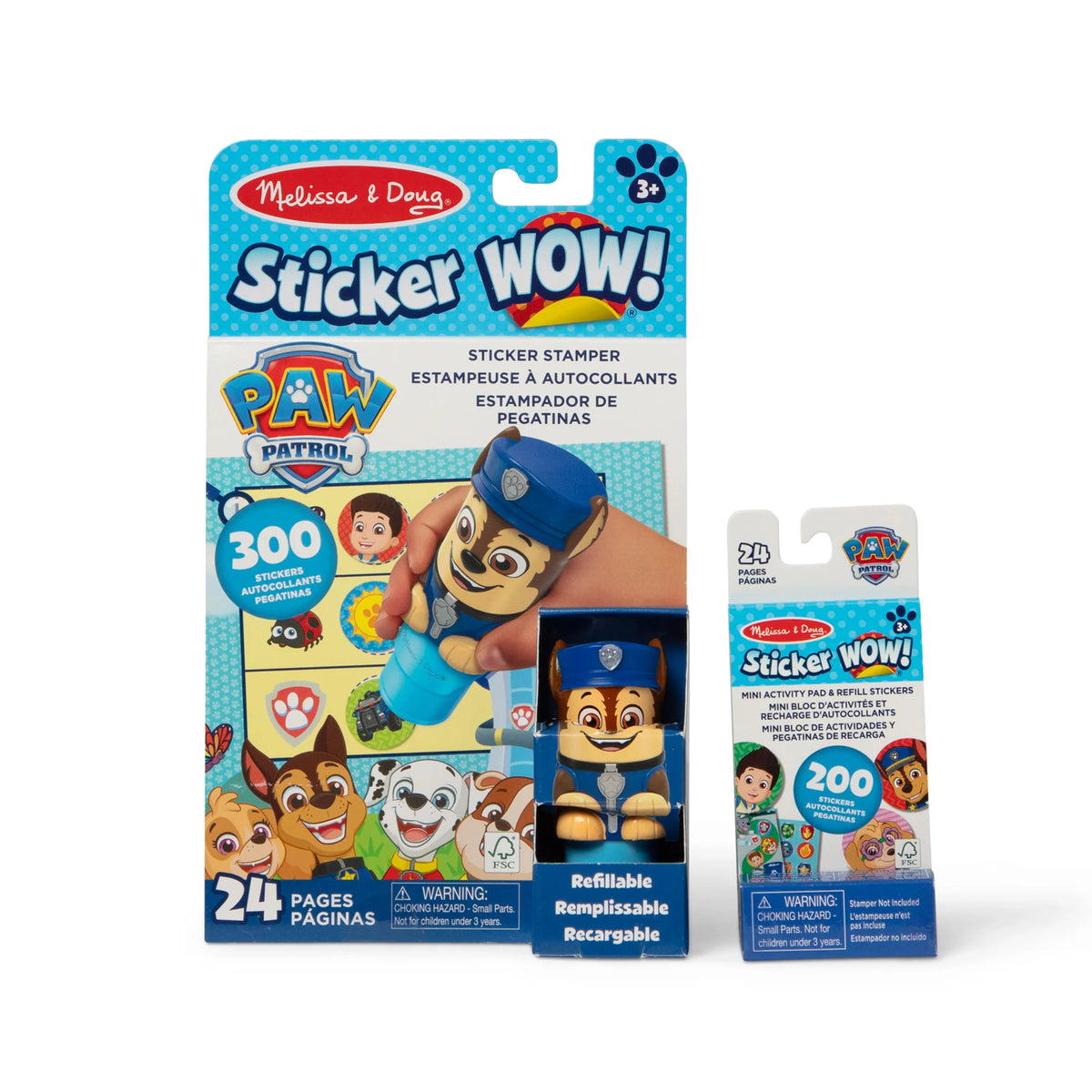 Sticker WOW!™ PAW Patrol Chase Bundle: Activity Pad & Sticker Stamper + Mini Activity Pad and 200 Refill Stickers