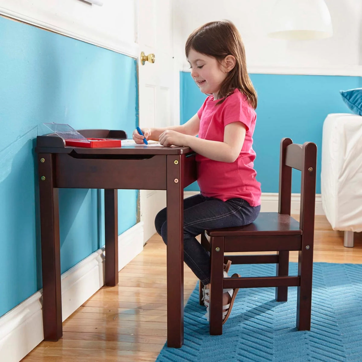 Child's Lift-Top Desk & Chair - Espresso