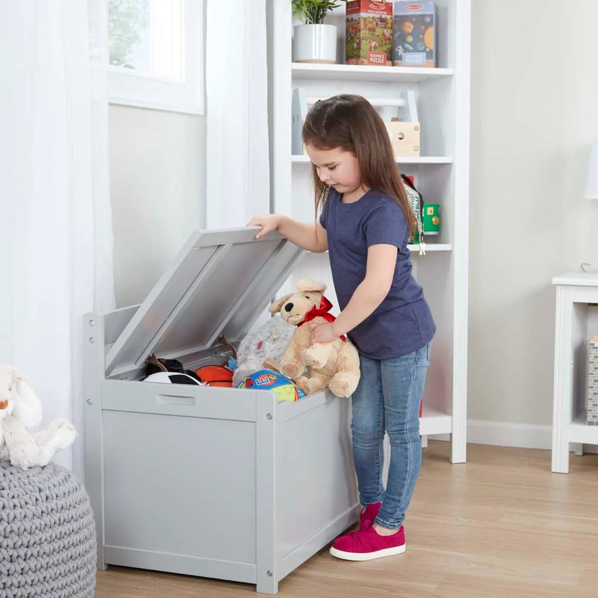 Wooden Toy Chest (Gray)