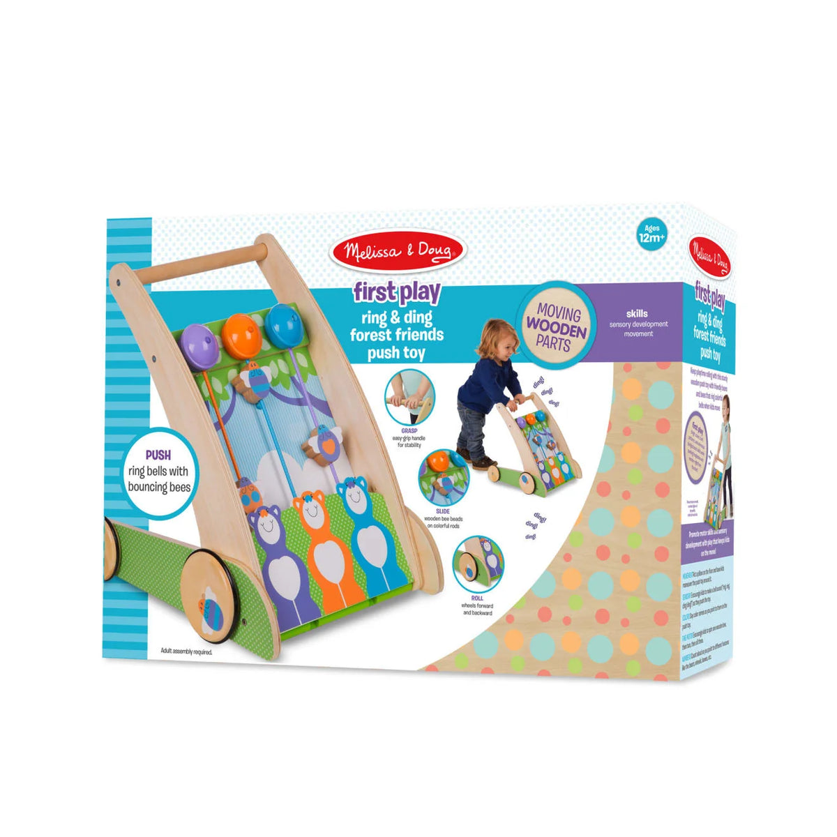 First Play Wooden Ring and Ding Forest Friends Push Toy