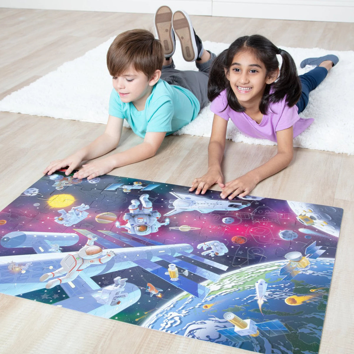 Outer Space Glow-in-the-Dark Floor Puzzle – 48 Pieces